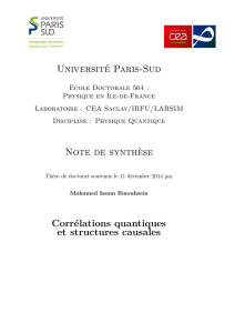 Université Paris-Sud Note de synth`ese Corrélations quantiques et