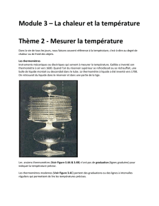 Module 3 – La chaleur et la température Thème 2