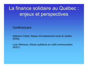 La finance solidaire au Québec : enjeux et perspectives