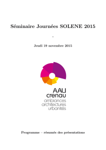 Séminaire Journées SOLENE 2015