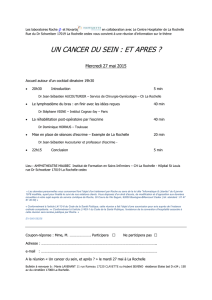 un cancer du sein : et apres - Centre Hospitalier de La Rochelle