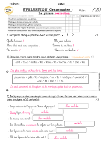 Evaluation Grammaire CM CORRECTION – La phrase