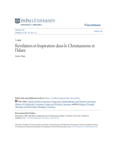 RÃ©vÃ©lation et Inspiration dans le Christianisme et l`Islam