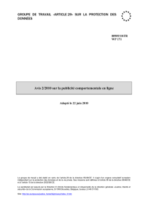 Avis sur la publicité comportementale en ligne