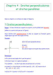 Ch 4 : Droites parallèles et droites perpendiculaires
