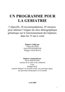 Un programme pour la gériatrie