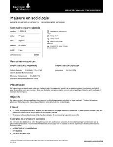 Majeure en sociologie - Université de Montréal