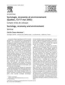 Sociologie, économie et environnement \(Québec,13/17 mai 2002\)