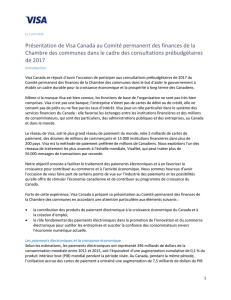 Présentation de Visa Canada au Comité permanent des finances de