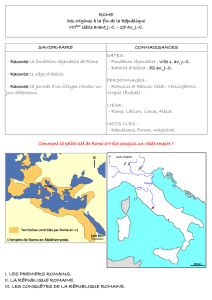 ROME Des origines à la fin de la République VIIIème siècle avant J