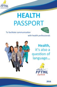 health passport - Fédération des francophones de Terre