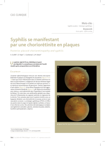 Syphilis se manifestant par une choriorétinite en plaques