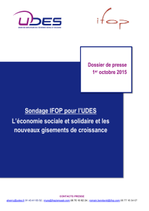 Sondage IFOP pour l`UDES L`économie sociale et solidaire et les