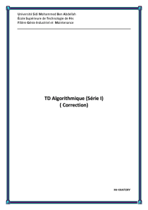 TD Algorithmique (Série I) ( Correction)