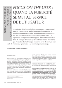 FOCUS ON THE USER : QUAND LA PUBLICITÉ SE MET AU