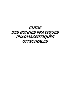 GUIDE DES BONNES PRATIQUES PHARMACEUTIQUES