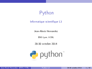Python *0.5cm Informatique scientifique L3