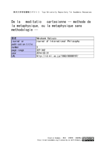 De la meditatio cartesienne methode de la metaphysique, ou la