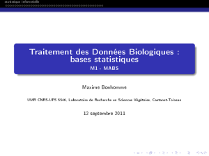 Traitement des Données Biologiques : bases statistiques