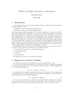 Théorie de Hodge, Frobenius et relèvements