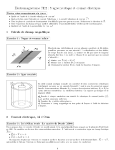 Électromagnétisme TD2 : Magnétostatique et courant électrique 1