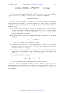 Centrale Maths 1 PSI 2005 — Corrigé