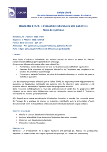 Rencontre ETAPE « Evaluation individuelle des patients » Note de