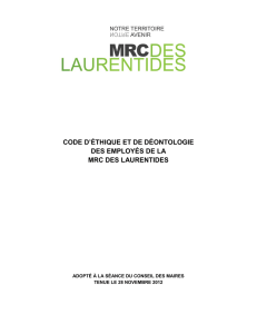 Code d`éthique - MRC Laurentides