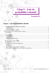 Chap 9 – Lois de probabilité à densité - Mathématiques 2015-2016