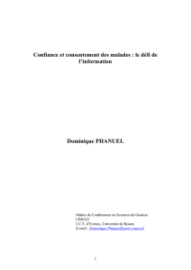 Confiance et consentement des malades : le défi de l`information