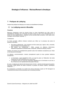 Stratégie d`influence : Réchauffement climatique