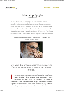 Islam et préjugés, par Ali Khamenei