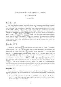 Exercices sur le conditionnement : corrigé