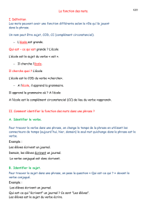 La fonction des mots. I. Définition Les mots peuvent avoir une