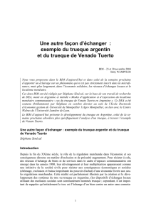 Une autre façon d`échanger : exemple du trueque argentin et du