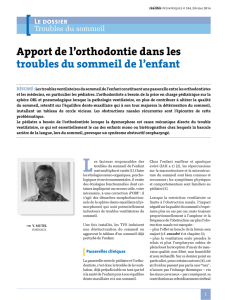 Apport de l`orthodontie dans les troubles du sommeil de l`enfant