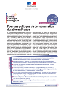Pour une politique de consommation durable en France