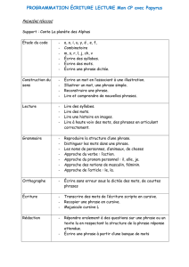 PROGRAMMATION ÉCRITURE LECTURE Mon CP