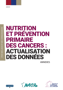 nutrition et prévention primaire des cancers : actualisation des