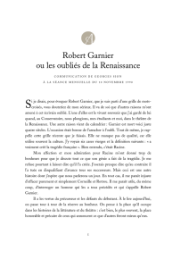 Robert Garnier ou les oubliés de la Renaissance