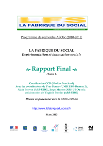LA FABRIQUE DU SOCIAL Expérimentation Et Innovation Sociale T1