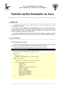 Entrées sorties formatées en Java