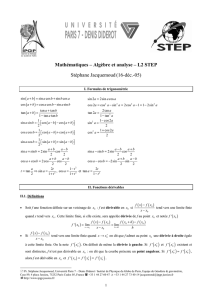 Mathématiques – Algèbre et analyse – L2 STEP Stéphane