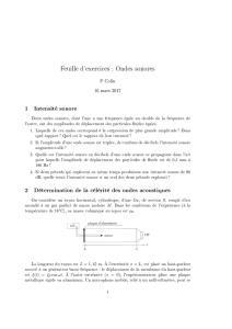 Feuille d`exercices : Ondes sonores