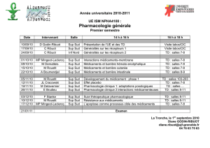 Programme UE Pharmacologie générale 2010-11