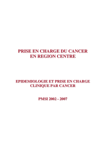 PRISE EN CHARGE DU CANCER EN REGION CENTRE