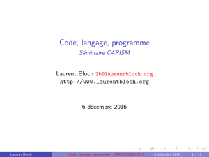 Code, langage, programme - Séminaire CARISM