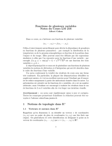 Fonctions de plusieurs variables Notes du Cours LM 216 1 Notions