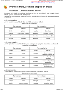 Le lingala - Grammaire - Le verbe : Formes dérivées