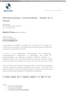 Pharmacocinétique Toxicocinétique - Hôpital de la Timone - AP-HM